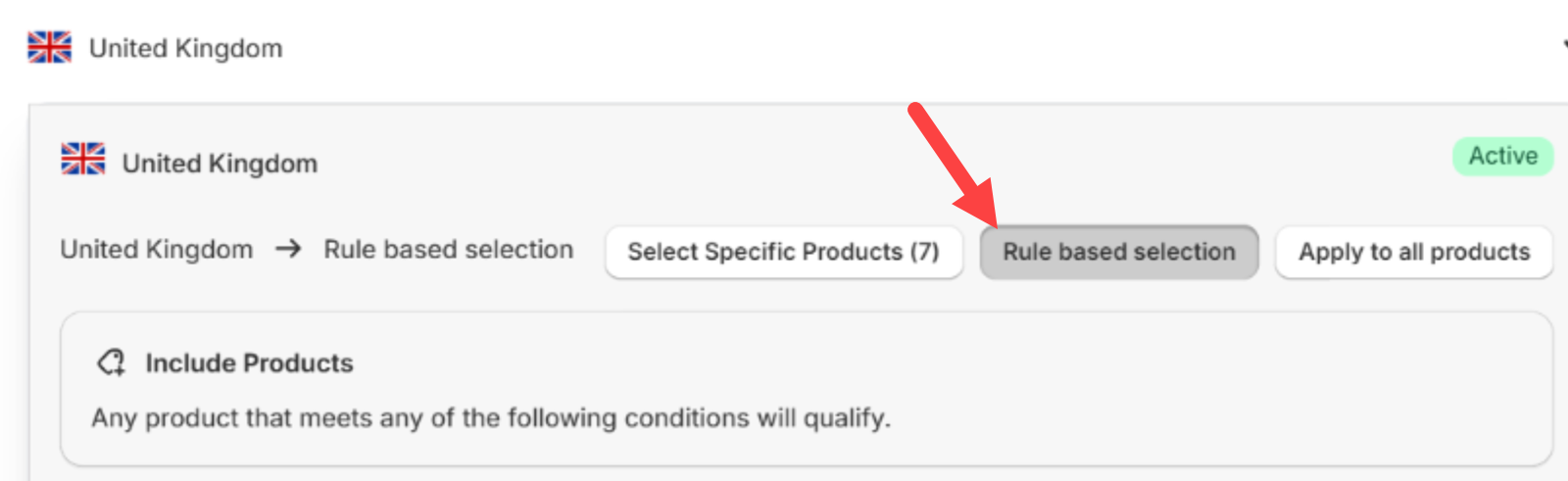 Select rule based products